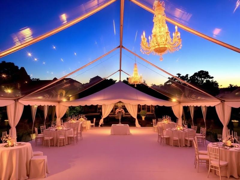 Luxury Marquee Tents party rental setup from Infinite Bounce House Party Rentals