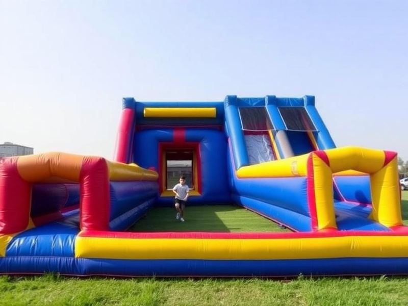 Obstacle Courses party rental setup from Infinite Bounce House Party Rentals